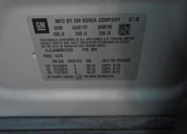 2021 BUICK ENCORE(VIN: KL4CJASB8MB312926