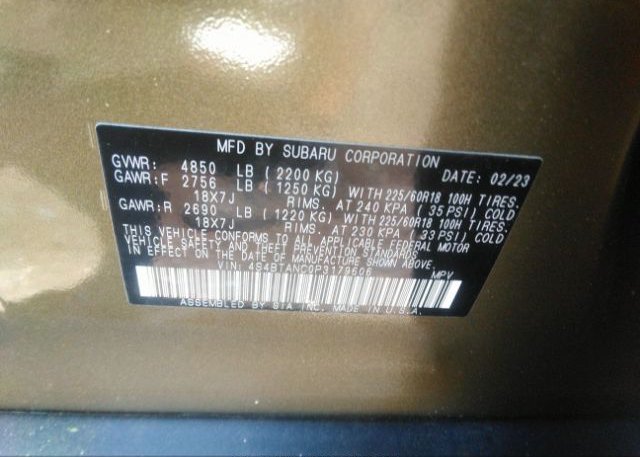 2023 SUBARU OUTBACK(VIN: 4S4BTANC0P3179606