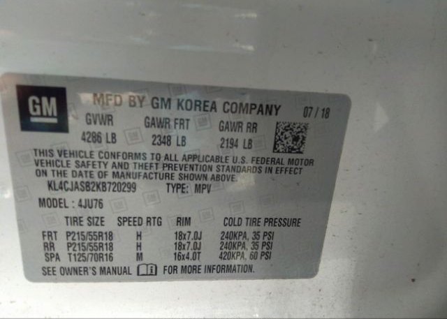 2019 BUICK ENCORE VIN: KL4CJASB2KB720299