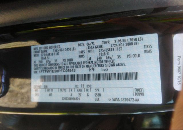 2023 FORD F-150(VIN: 1FTFW1E50PFC05943