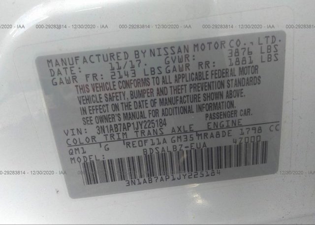 3N1AB7AP1JY225184 2018 NISSAN SENTRA