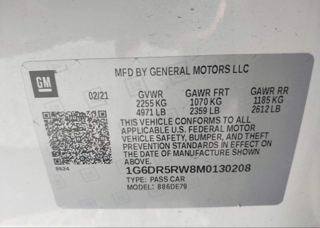 2021 CADILLAC CT5(VIN: 1G6DR5RW8M0130208