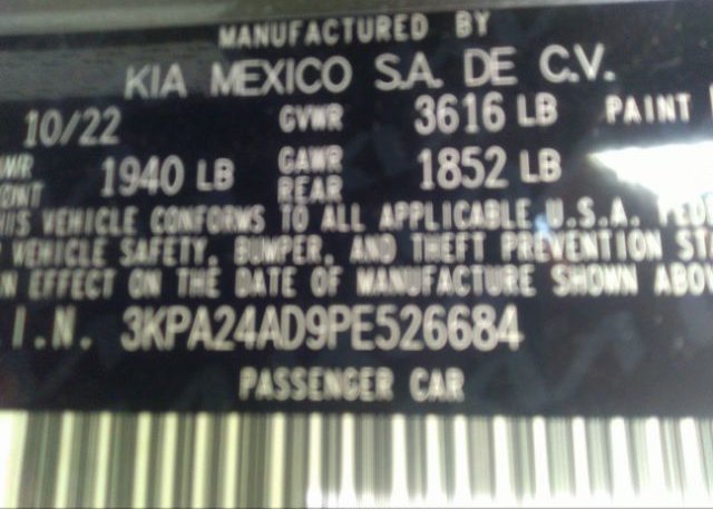 2023 KIA RIO(VIN: 3KPA24AD9PE526684