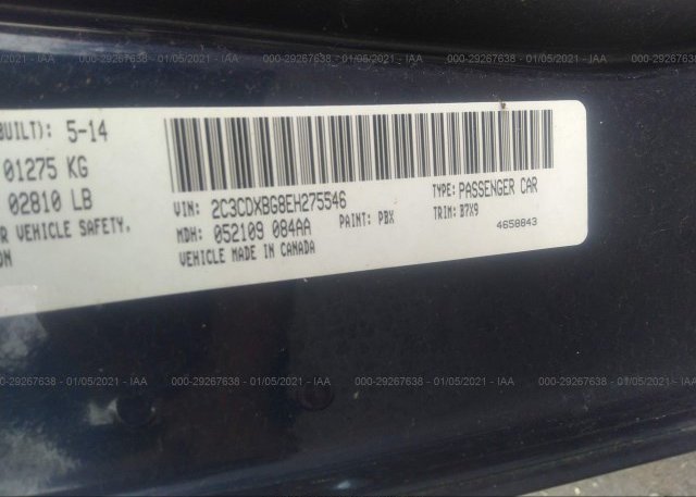 2C3CDXBG8EH275546 2014 DODGE CHARGER