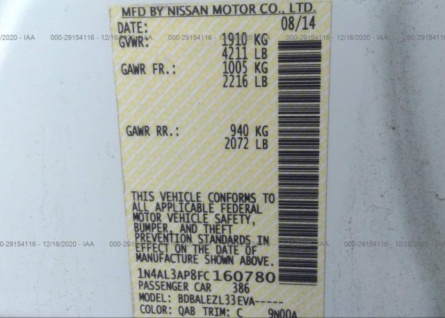 1N4AL3AP8FC160780 2015 NISSAN ALTIMA
