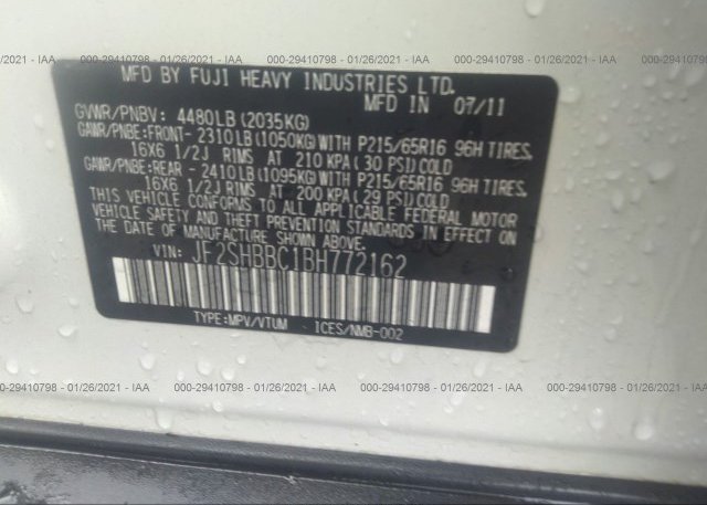 JF2SHBBC1BH772162 2011 SUBARU FORESTER