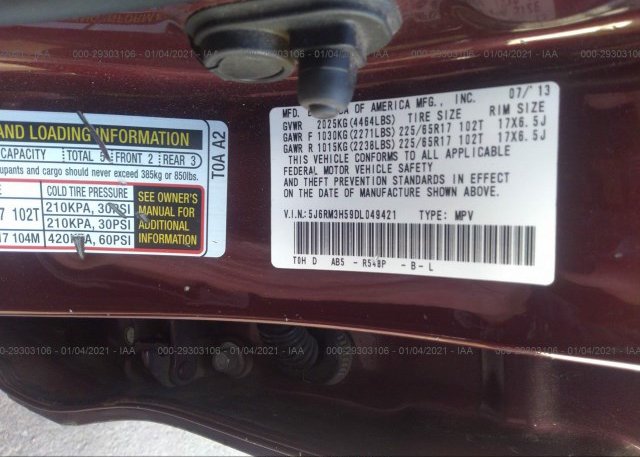 5J6RM3H59DL049421 2013 HONDA CR-V