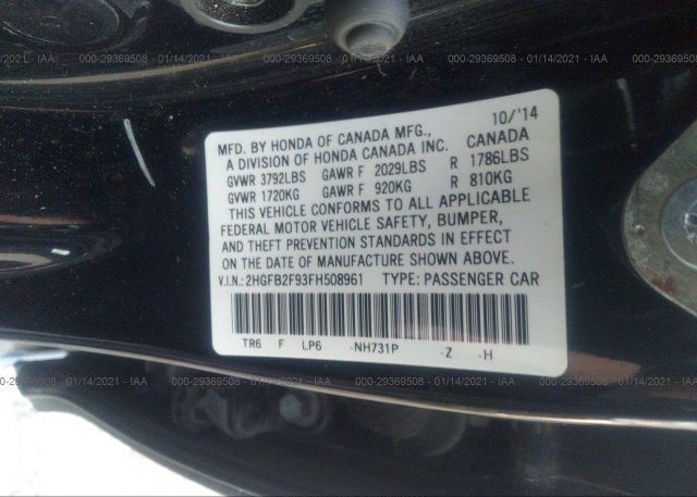 2HGFB2F93FH508961 2015 HONDA CIVIC SEDAN