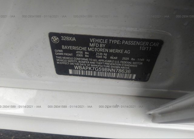 WBAPK7G59BNN78636 2011 BMW 3 SERIES