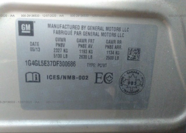 1G4GL5E37DF300686 2013 BUICK LACROSSE