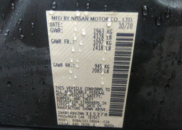 2021 NISSAN ALTIMA(VIN: 1N4BL4BV2MN315378