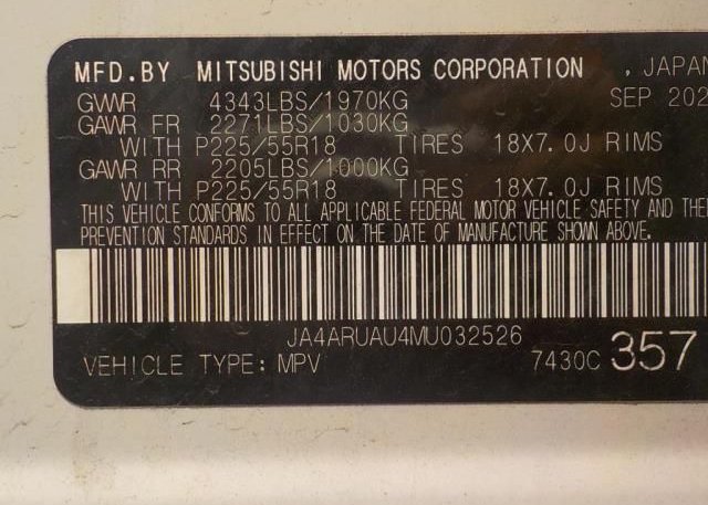 2021 MITSUBISHI OUTLANDER SPORT(VIN: JA4ARUAU4MU032526