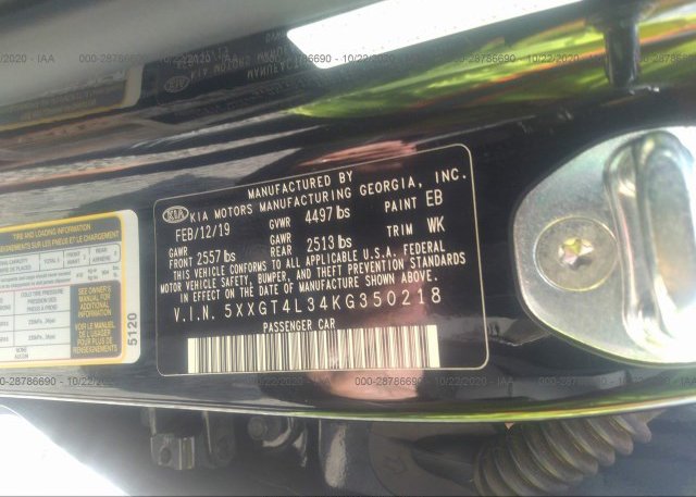 5XXGT4L34KG350218 2019 KIA OPTIMA