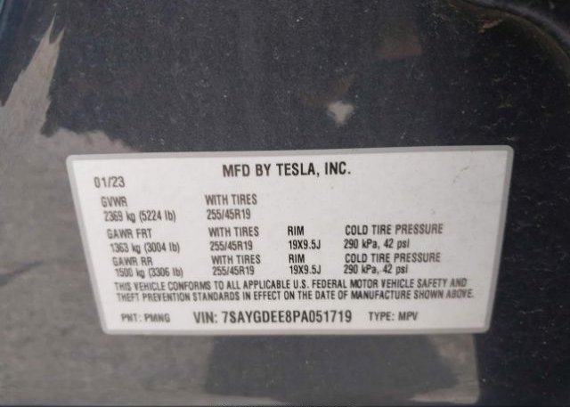 2023 TESLA MODEL Y(VIN: 7SAYGDEE8PA051719