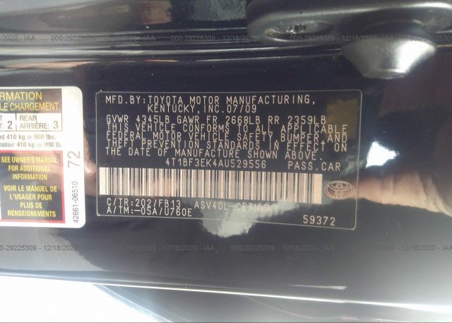 4T1BF3EK4AU529556 2010 TOYOTA CAMRY