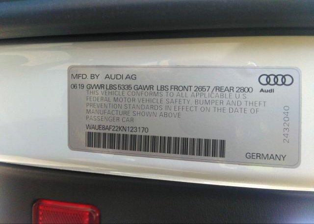 2019 AUDI A6 VIN: WAUE8AF22KN123170
