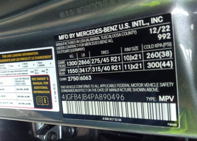 2023 MERCEDES-BENZ GLE(VIN: 4JGFB4JB4PA890496