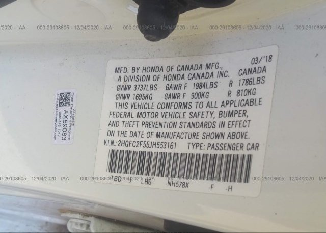 2HGFC2F55JH553161 2018 HONDA CIVIC SEDAN