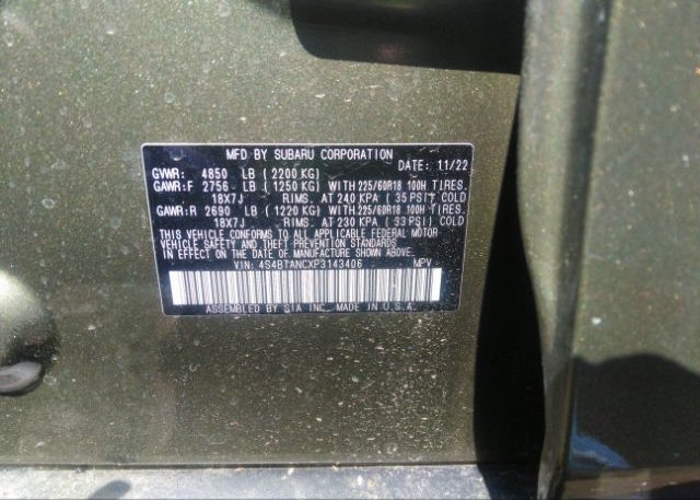 2023 SUBARU OUTBACK(VIN: 4S4BTANCXP3143406