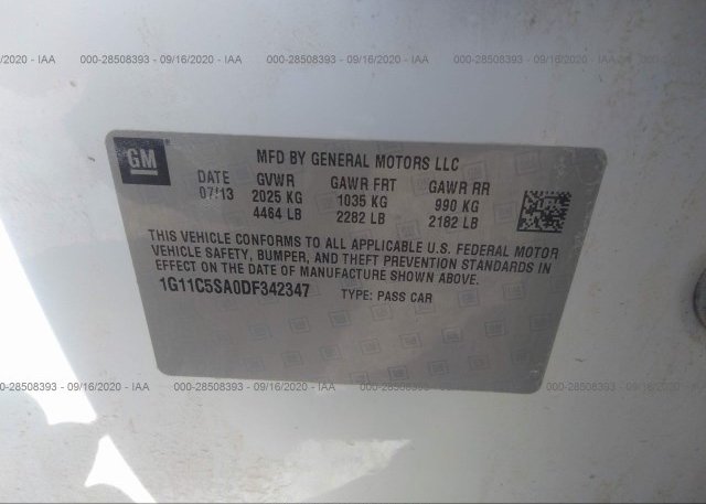 1G11C5SA0DF342347 2013 CHEVROLET MALIBU