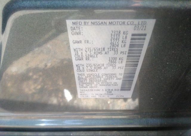 2021 NISSAN MURANO(VIN: 5N1AZ2BJXMC119430