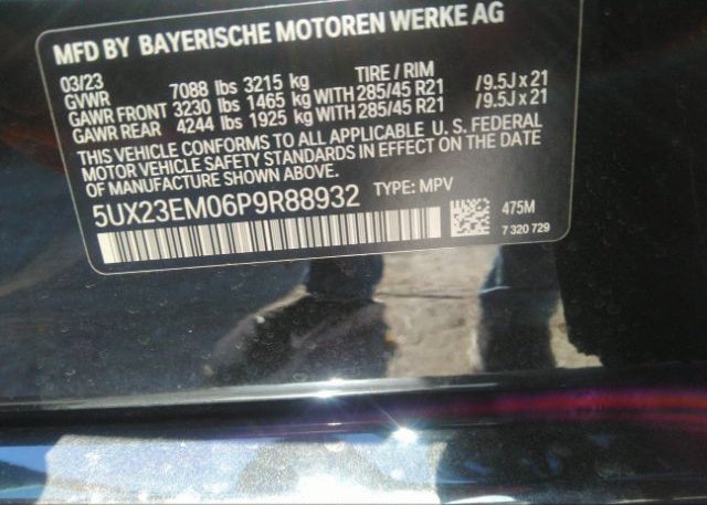 2023 BMW X7(VIN: 5UX23EM06P9R88932