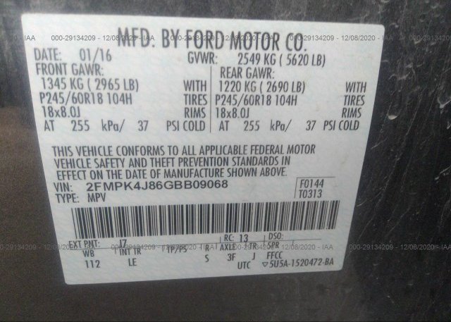 2FMPK4J86GBB09068 2016 FORD EDGE