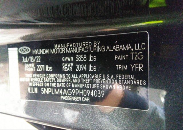 2023 HYUNDAI ELANTRA(VIN: 5NPLM4AG9PH094039