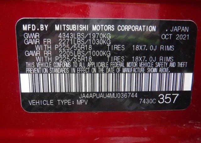 2021 MITSUBISHI OUTLANDER SPORT(VIN: JA4APUAU4MU036744