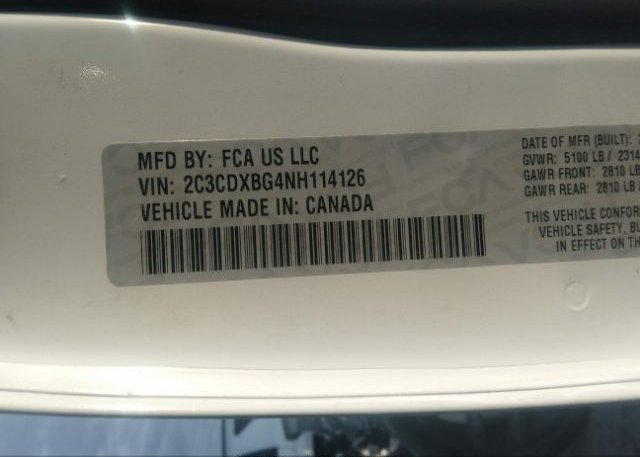 2022 DODGE CHARGER(VIN: 2C3CDXBG4NH114126
