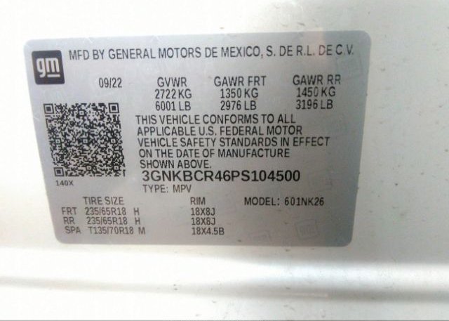 2023 CHEVROLET BLAZER(VIN: 3GNKBCR46PS104500