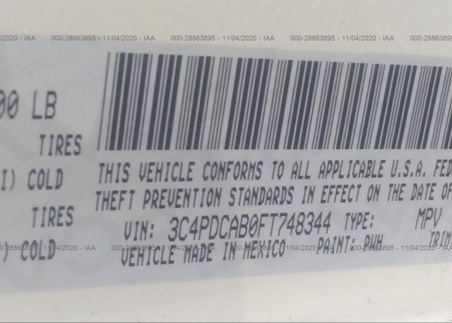 3C4PDCAB0FT748344 2015 DODGE JOURNEY