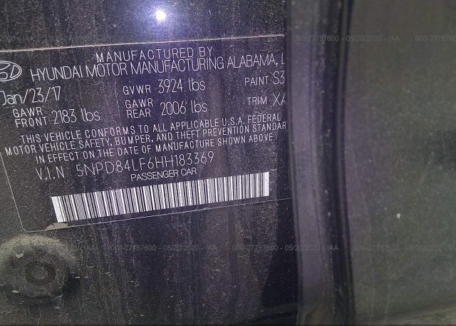 5NPD84LF6HH183369 2017 HYUNDAI ELANTRA