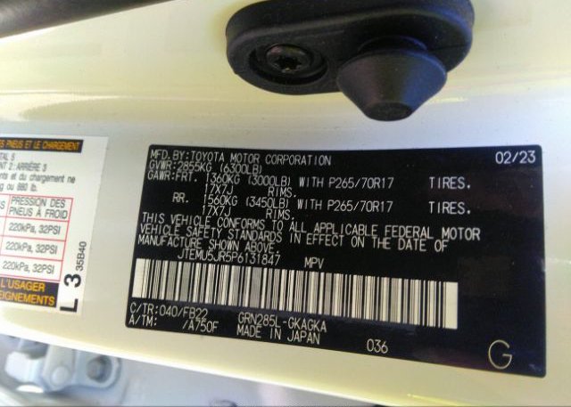 2023 TOYOTA 4RUNNER(VIN: JTEMU5JR5P6131847