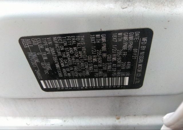 2021 NISSAN ROGUE(VIN: JN8AT3BA7MW013368