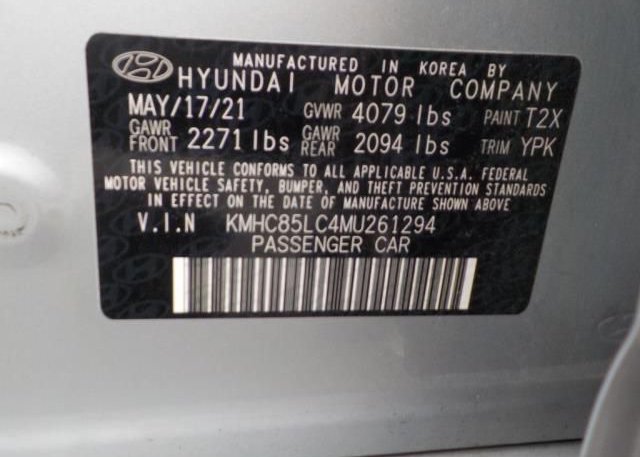 2021 HYUNDAI IONIQ HYBRID(VIN: KMHC85LC4MU261294