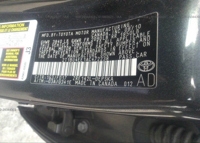 2T1BU4EE1AC472238 2010 TOYOTA COROLLA