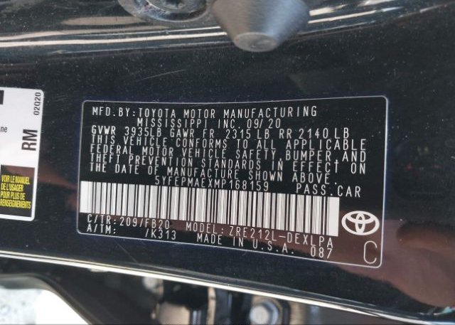 2021 TOYOTA COROLLA(VIN: 5YFEPMAEXMP168159
