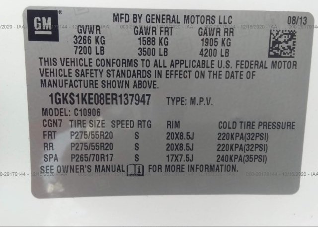 1GKS1KE08ER137947 2014 GMC YUKON XL