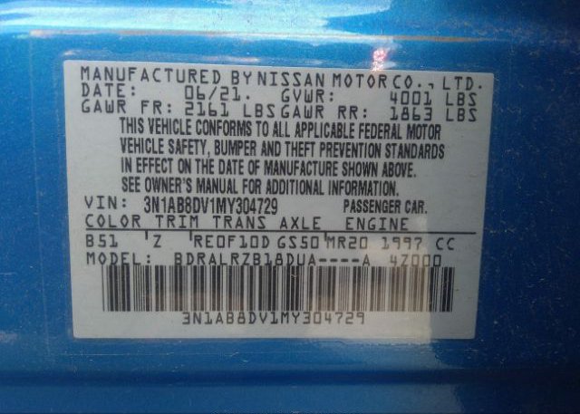 2021 NISSAN SENTRA(VIN: 3N1AB8DV1MY304729