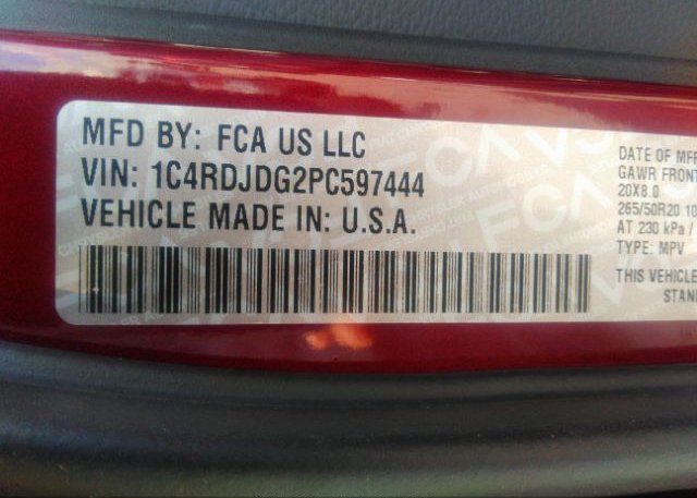 2023 DODGE DURANGO(VIN: 1C4RDJDG2PC597444