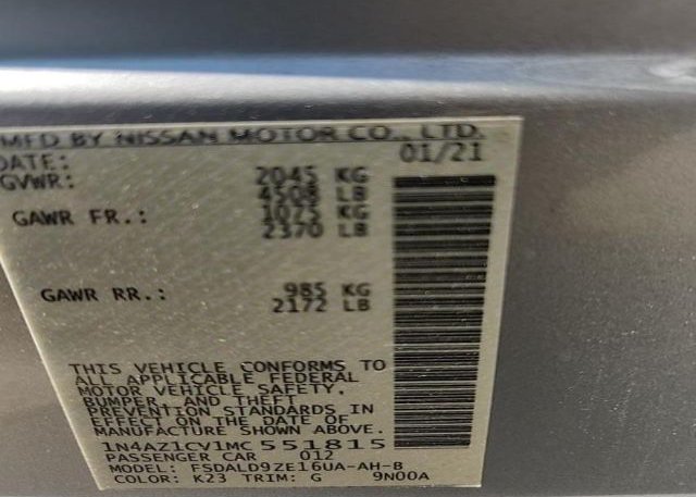 2021 NISSAN LEAF(VIN: 1N4AZ1CV1MC551815
