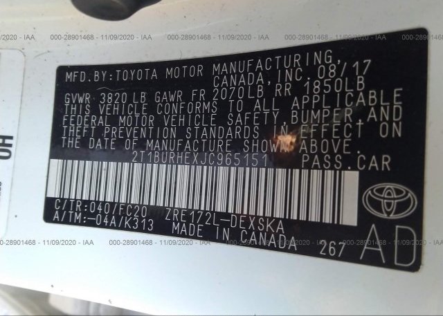 2T1BURHEXJC965151 2018 TOYOTA COROLLA