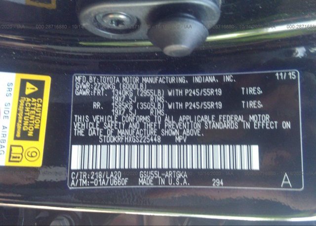 5TDDKRFHXGS225448 2016 TOYOTA HIGHLANDER