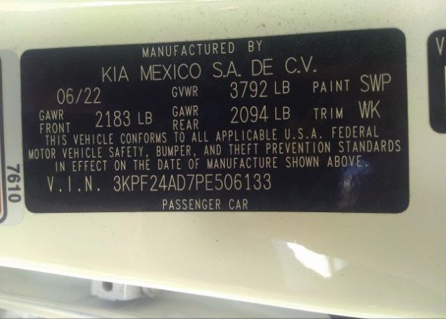 2023 KIA FORTE(VIN: 3KPF24AD7PE506133
