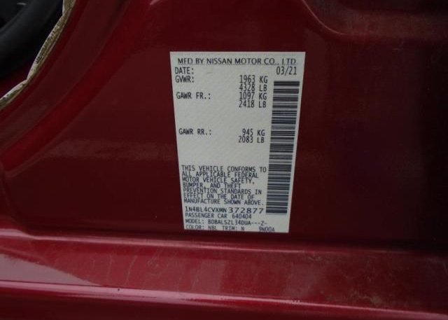 2021 NISSAN ALTIMA(VIN: 1N4BL4CVXMN372877