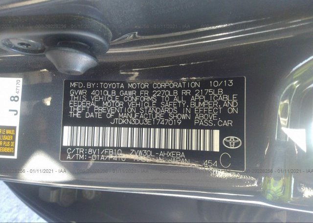 JTDKN3DU3E1747019 2014 TOYOTA PRIUS