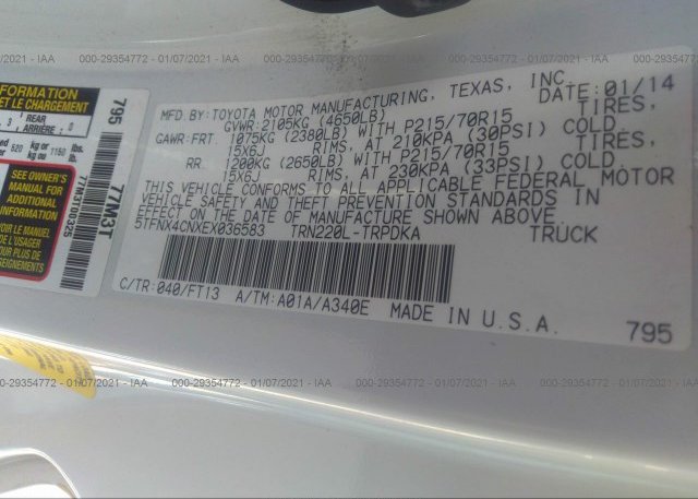 5TFNX4CNXEX036583 2014 TOYOTA TACOMA