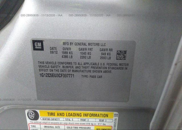 1G1ZC5EU3CF397771 2012 CHEVROLET MALIBU