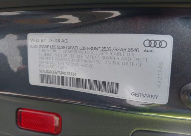 2021 AUDI A5 SPORTBACK(VIN: WAUDACF57MA013134